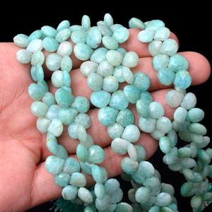 Cuentas de Amazonita Facetadas en Forma de Corazón de 10mm-12mm, Cuentas Sueltas de Piedras Preciosas Semipreciosas de Amazonita Natural Multicolor para la Fabricación de Joyas - Product Image 1