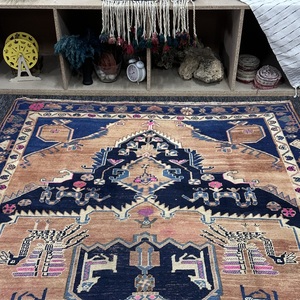 Alfombra Vintage de 5.1x9.5 pies, Alfombra Turca, Alfombra Geométrica Azul Bronce - Product Image 4