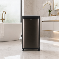 Poubelle intelligente à capteur 40L avec couvercle, alimentée par batterie, rectangulaire, en acier inoxydable avec bac intérieur pour usage intérieur
