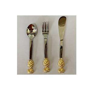 Juego de cubiertos de café de latón y acero inoxidable de lujo de 3 con pulido y niquelado para juegos de cubiertos de tamaño personalizado para hoteles - Product Image 2