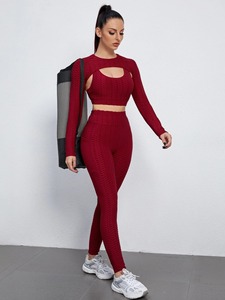 Women's High-Waist Seamless Yoga <b>Leggings</b> with Solid <b>Pattern</b> Custom Logo Gym Fitness Workout Fashionable Activewear for Summer - Product Image 6