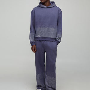 Conjunto Deportivo de Invierno para Hombre, Ligero, de Forro Polar, Transpirable, con Sudadera con Capucha Estampada y Pantalones Jogger, Dos Piezas - Product Image 1