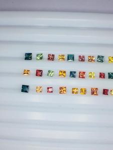 Pierres précieuses en vrac multi-saphir naturel coupe princesse de haute qualité avec couleurs vives certifiées IGI pour boucles d'oreilles et bijoux - Product Image 2