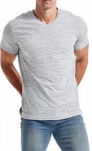 T-shirts à col en V pour hommes T-shirts en coton ajustés élégants et décontractés pour hommes T-shirts lourds avec logo personnalisé du Bangladesh - Product Image 6