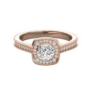 Bague solitaire en or 9 carats pour femme avec diamant rond brillant et sertissage invisible taille Asscher Radiant Emerald pour fiançailles et mariage - Product Image 6