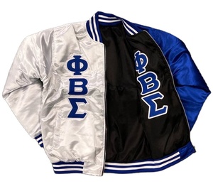 Veste bomber réversible en satin personnalisée pour équipe, veste de baseball universitaire unisexe avec logo d'école ou de club brodé en chenille - Product Image 1