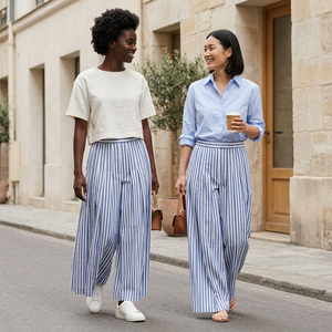 <span class=keywords><strong>Pantaloni</strong></span> Estivi Casual da Donna <span class=keywords><strong>in</strong></span> Tessuto Oxford Traspirante, Vestibilità Ampia, Taglio Bootcut, Vita Alta, <span class=keywords><strong>in</strong></span> <span class=keywords><strong>Lino</strong></span>-Cotone - Product Image 4