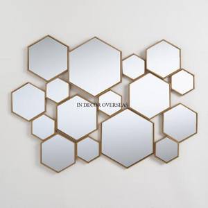 Finest Quality Metal Made Unique Fancy Designer <b>Gold</b> Plated Framed Wall <b>Mirror</b> Home And Office Decoration Accessories Supplies - Product Image 2