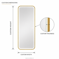 Kingstin Grand Miroir Mural LED Doré, 3 Couleurs, Tactile, Sur Mesure pour Chambre et Dressing