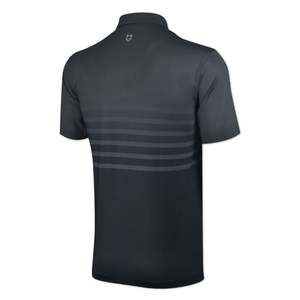 Handee Men's Black Golf <b>Coat</b> 100% Polyester Knitted Fabric Quick Dry 4-Stripe Horizontal Design - Product Image 2