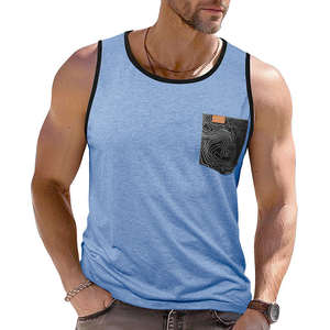 2025 <b>Summer</b> New Men's <b>Sleeveless</b> Knitted Polyester Casual Printed Vest Loose Pocket Training Fitness Sports <b>Top</b> - Product Image 5