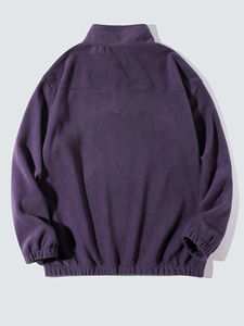 Jersey térmico de lana de algodón suave cómodo para hombre, sudadera con media cremallera, venta al por mayor, logotipo personalizado, tejido, diseño de impresión sólida - Product Image 2