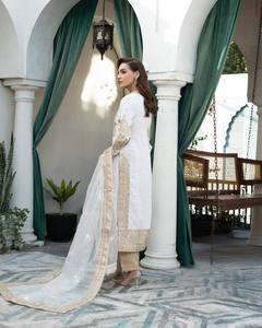 Women's Chinon <b>Silk</b> Embroidered Anarkali <b>Kurta</b> & Pant Set With Dupatta - Product Image 2