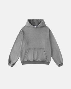 Sweat-shirt à capuche vintage pour homme en coton 100% personnalisé, tissu molletonné français de luxe 450 g/m², effet délavé à l'acide - Product Image 2