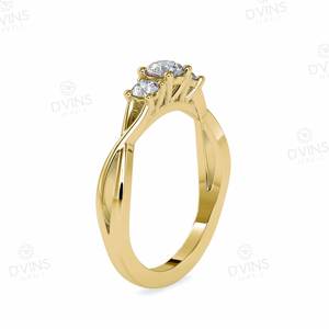 Anillo de Diamantes Naturales VS de 3 Piedras de Diseño para Mujer, Oro de 14k y 18k, Estilo Clásico para Boda, Aniversario, Fiesta, Certificado - Product Image 2