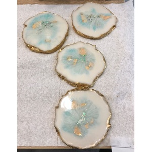 Posavasos de resina personalizados decorativos con Centro Dorado Juego de posavasos de epoxi único para sala de estar y cocina - Product Image 4