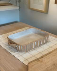 Bandeja de cerámica rectangular grande para servir platos, ideal para fiestas de Diwali para servir dulces tradicionales platos salados y aperitivos - Product Image 6