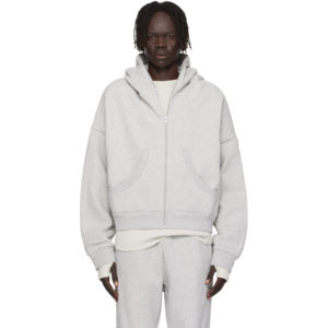 เสื้อฮู้ดซิปเต็มตัวสำหรับผู้ชายผ้าคอตตอนขนแกะ100% สีขาวออกแบบได้ตามที่ต้องการสำหรับฤดูหนาว - Product Image 1