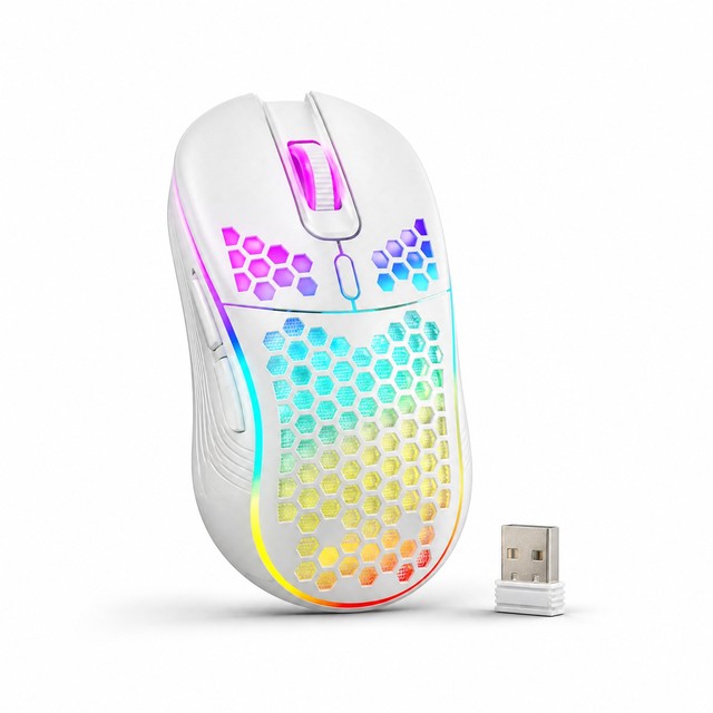 Hollow Honeycomb Design Charging Mouse RGB Lighting Gaming Mouse Lightweight TYPE-C Interface Wireless Gaming Mouse