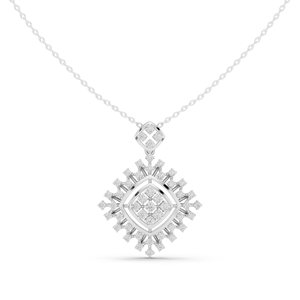 Ensemble de pendentif en diamant de laboratoire taille brillant élégant, plaqué or blanc 14 carats, finition rhodiée, accessoire de bijouterie de luxe haut de gamme - Product Image 4