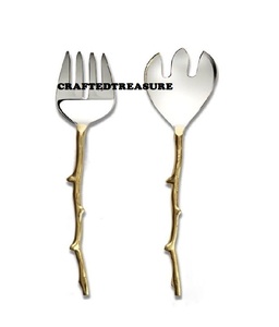 Stylish Leaf Design Stainless Steel Sustainable Modern Premium Quality <b>Flatware</b> <b>Set</b> with Mirror Plated Finish for Home & Kitchen - Product Image 2