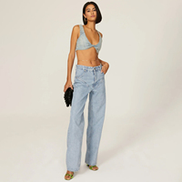 Débardeur en jean tendance pour femme, style streetwear, coupe courte, couleur unie, respirant, séchage rapide, hiver