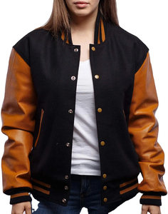 Online New Embroidered Patches Varsities Jacket Baseball Leather Sleeve Bomber Jacket High Quality Versity Unisex Jacket 2025 - Product Image 1