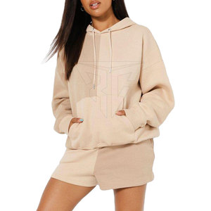 Conjunto de sudadera con capucha y pantalones cortos de Invierno para mujer, 2 piezas, personalizable, 100% algodón, transpirable, 2025 - Product Image 4