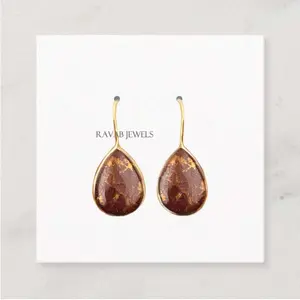 2024 High Quality Natural Lava Mohave Copper Gemstone Jewelry Manufacturer Pear 12x16mm Sterling Silver 925 Lady Earring