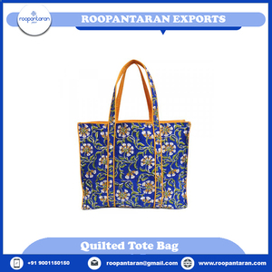 Newest Trending Direct Manufacturer Handmade <b>Tote</b> <b>Bag</b> Hand Block Printed Soft Cotton <b>Padded</b> Quilted <b>Tote</b> <b>Bag</b> for Sale - Product Image 4