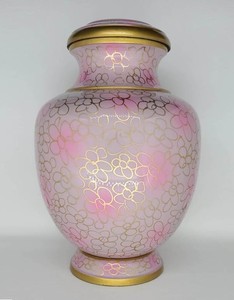 Urne commémorative de crémation pour adultes en laiton blanc et argent Urne en métal de style américain pour cendres avec sac en velours coloré inclus - Product Image 6