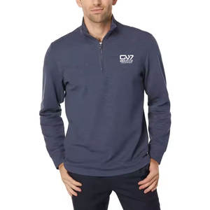 Haute qualité nouveau Design hommes basiques coton mélangé demi-fermeture éclair sweats couleur unie à manches longues sweat - Product Image 1