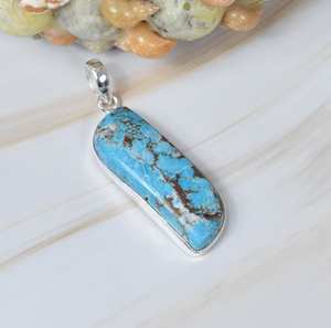 Colgante de joyería hecho a mano de estilo bohemio para mujer, piedra preciosa turquesa azul, Plata de Ley 925 con sello 925, colgante de plata, joyería - Product Image 2