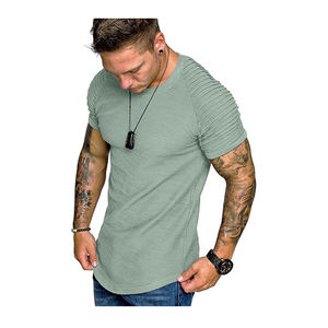 Men's Custom Printed Solid Breathable Gym Fitness for <b>Shirts</b> Wholesale Summer <b>Muscle</b> Slim <b>Fitted</b> Crewneck Short Sleeve Canvas - Product Image 2