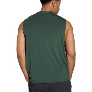 Summer Hot Selling Cut Out Loose Fit Singlet Gym Tank Top Blank Round Neck Polyester Spandex Stretchable <b>Athletic</b> Plus Size - Product Image 3