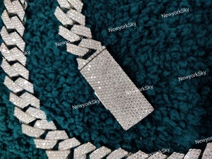 Chaîne de Moissanite personnalisée à maillons cubains de 22 mm en argent sterling 925 de haute qualité Hip Hop Collier glacé pour hommes - Product Image 3