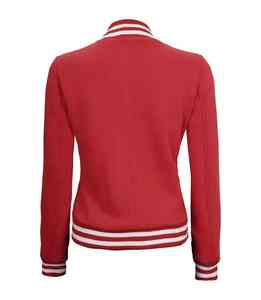 Bomber Varsity Jacket personnalisé à rayures, encolure côtelée et fermeture Veste sport unisexe à manches longues personnalisée pour femmes - Product Image 4