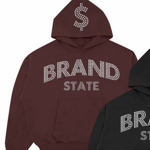 Streetwear Rhinestone Hoodie Sweat à capuche zippé pour homme Pull à col haut avec fermeture éclair - Product Image 3