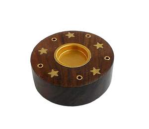 handcrafted Wooden <b>Incense</b> <b>Sticks</b> <b>Holder</b> in an elegant coin shaped box design. - Product Image 3