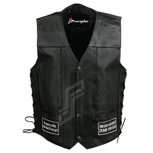 Gilet en cuir pour motards OEM pour hommes gilets de motard en cuir de style américain avec broderie personnalisée gilet en cuir pour motocyclette - Product Image 2