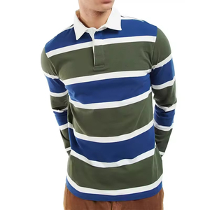 Wholesale 100% Cotton Men's <b>Long</b> <b>Sleeve</b> Polo <b>Shirt</b> <b>Rugby</b> for Round Striped Design Digital Printing Men's <b>Long</b> <b>Sleeve</b> Polo <b>Shirt</b> - Product Image 5