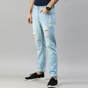 Tendance streetstyle personnalisée pantalon de lavage pur jeans en denim délavé jeans baggy décontractés pour hommes - Product Image 3
