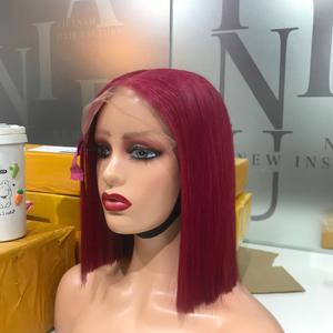 LINU Peluca Bob Borgoña de 10 Pulgadas, 100% Cabello Humano Vietnamita Virgen, Peluca de Encaje WI12 con Doble Trama a Máquina, Venta al por Mayor de Fábrica - Product Image 2