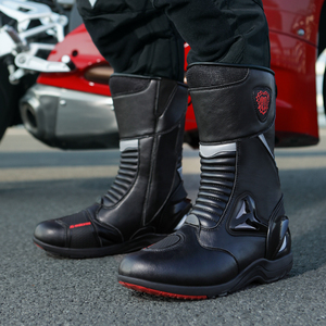 Bottes de moto en cuir respirantes professionnelles unisexes, chaussures de course pour moto, chaussures de sport imperméables pour hommes, style sportif pour la conduite estivale - Product Image 4