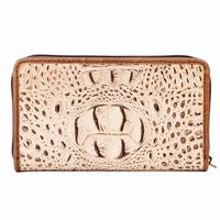 Porte-monnaie unisexe en cuir de crocodile véritable de qualité supérieure, fait main, style vintage western, avec fermeture éclair, design bohème, pour cartes