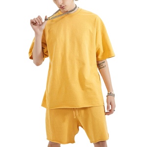 Survêtement d'été jaune unisexe 100% coton, surdimensionné, taille plus, personnalisable, pour homme, MADE BY BS 2027 - Product Image 4