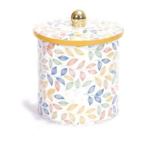Kontensan EF14342 2.1L Metal Round Food Storage Canister with Knob Handle 140x150mm Leaf Pattern Design - Product Image 2