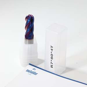 Fresa de punta esférica METALDUR 14*80 4-Flauta azul 65HRC Nano-Coated 10mm diámetro del vástago estaño Altin opciones para fresado ODM OEM - Product Image 1