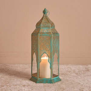 2026 bougeoir en métal de noël Unique couleur patine verte fait à la main sol marocain et décor de table - Product Image 1