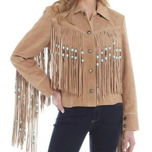 CHAQUETAS DE CUERO DE ANTE CON FLECOS CON ESTILO - Product Image 1